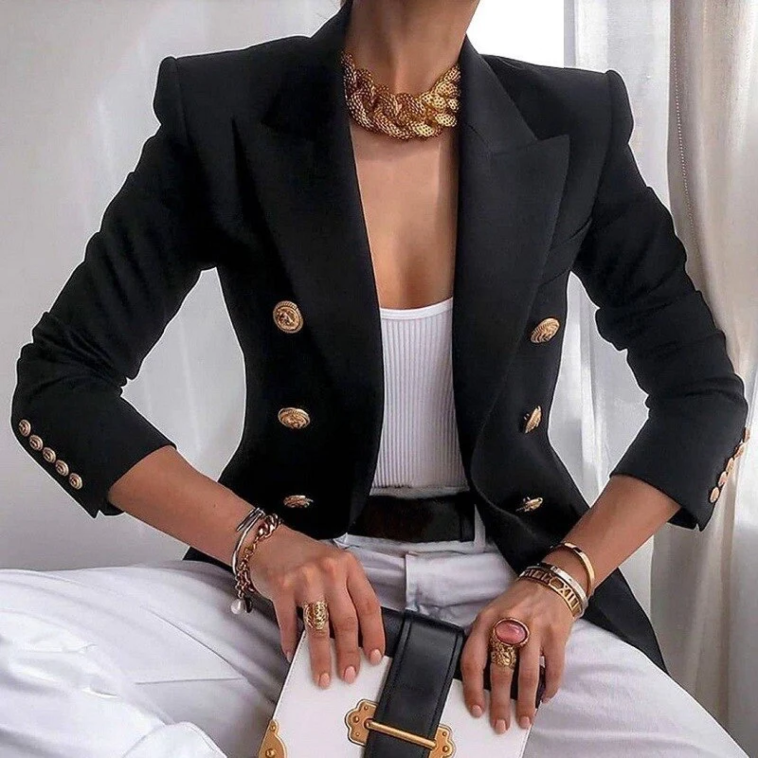 Valence | Blazer de luxe élégant en coton pour femme