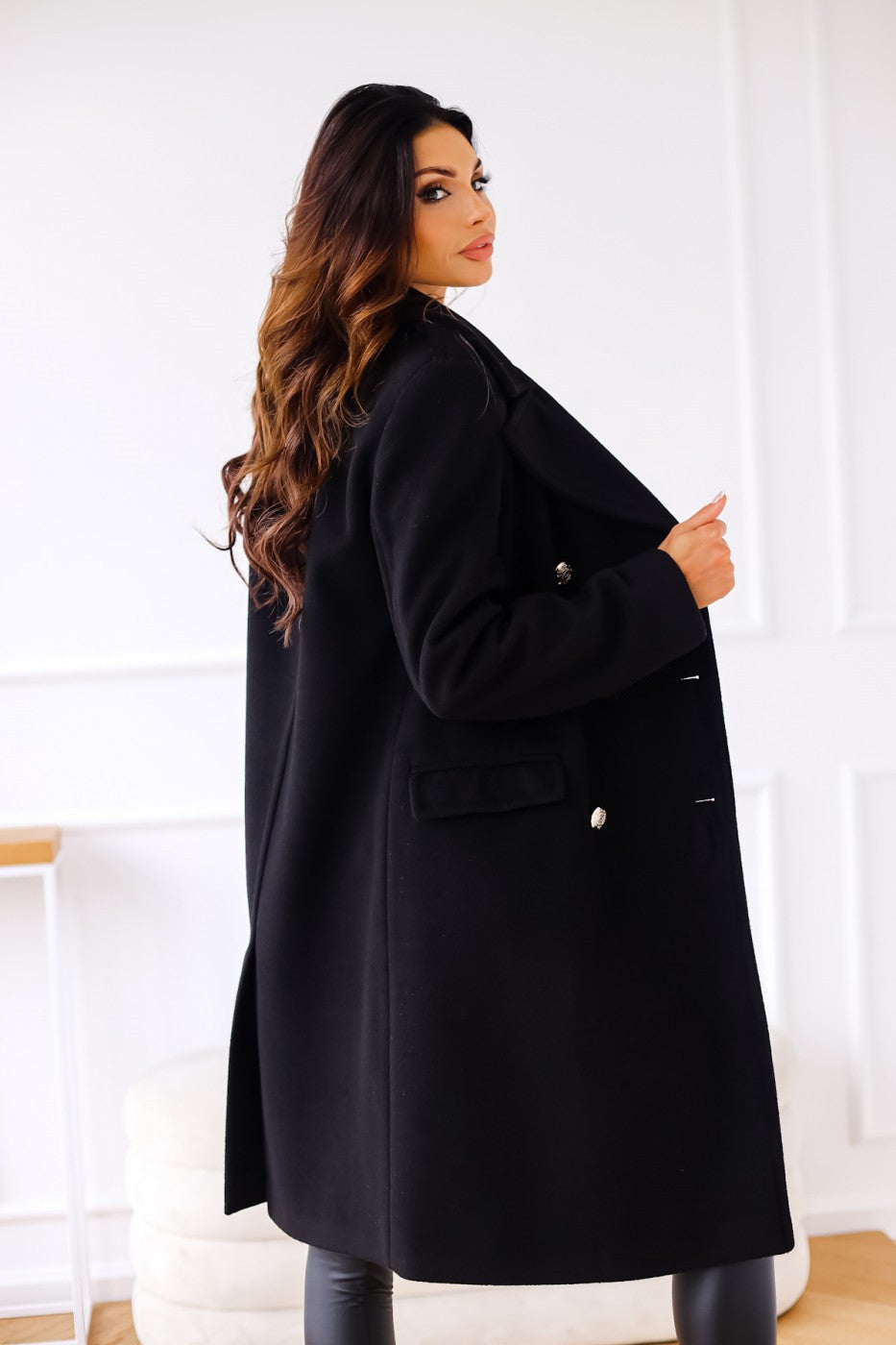 Manteau croisé en laine pour femme - Nina