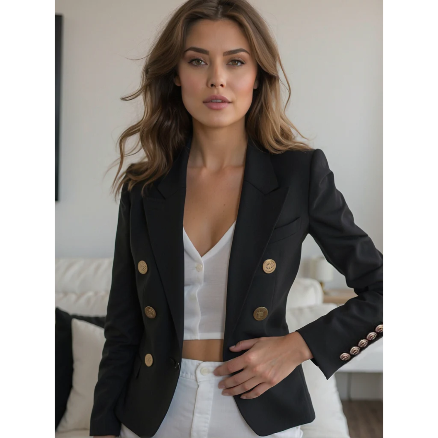 Valence | Blazer de luxe élégant en coton pour femme