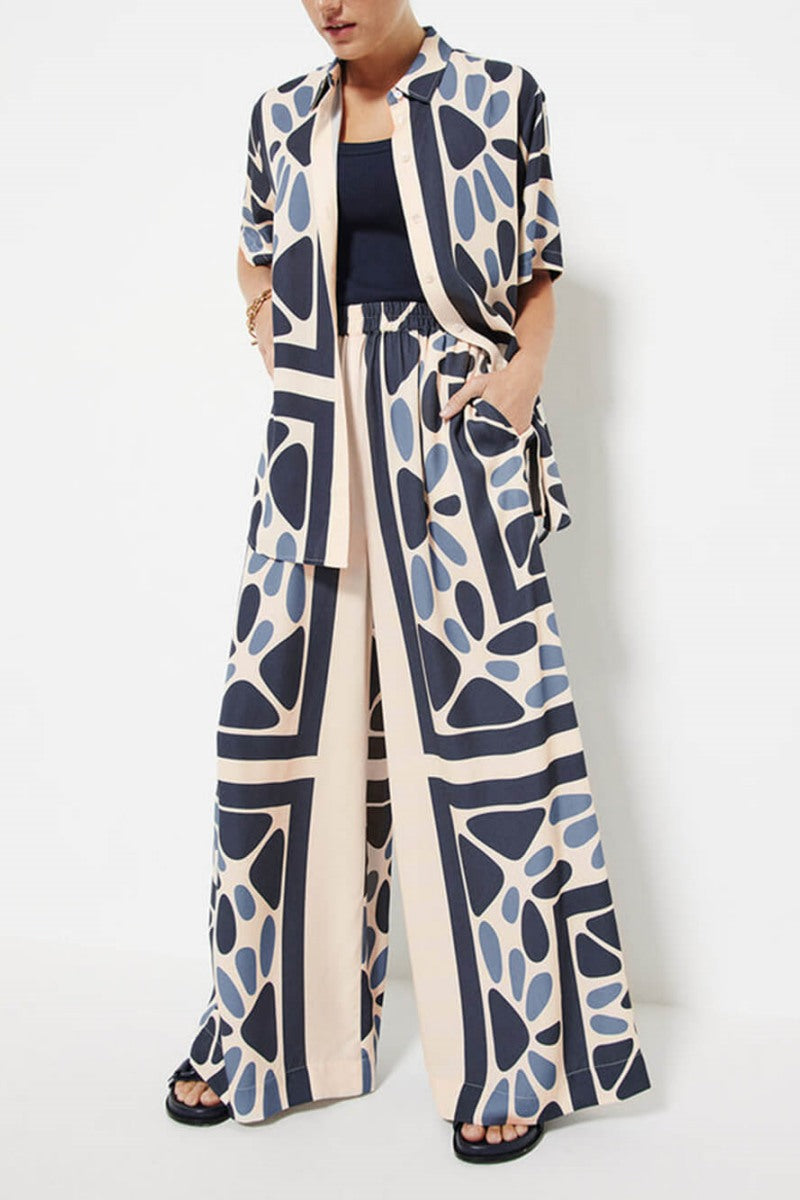 Style de vacances d'été, imprimé ethnique unique, taille ample, ensemble de pantalons élastiques