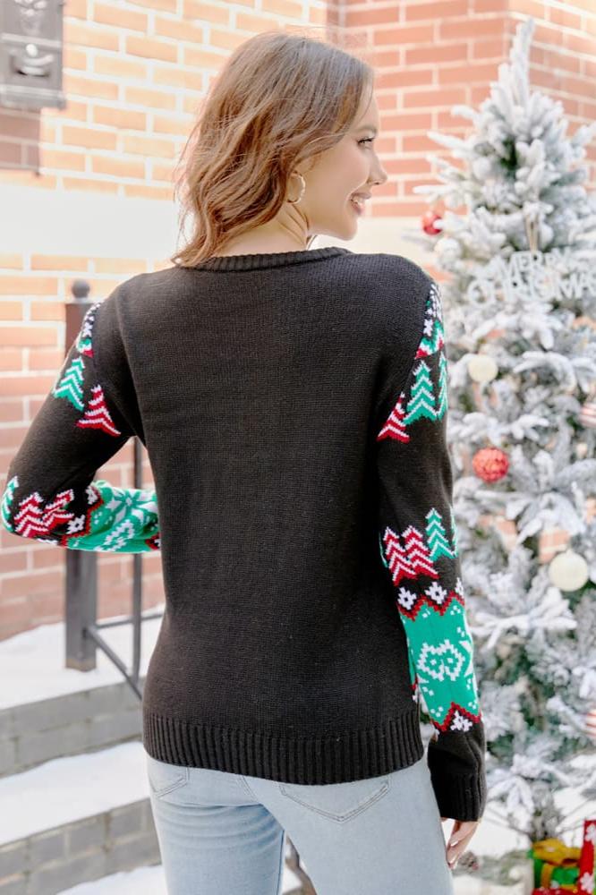 PULL DE NOËL EN TRICOT AVEC DINOSAURE 