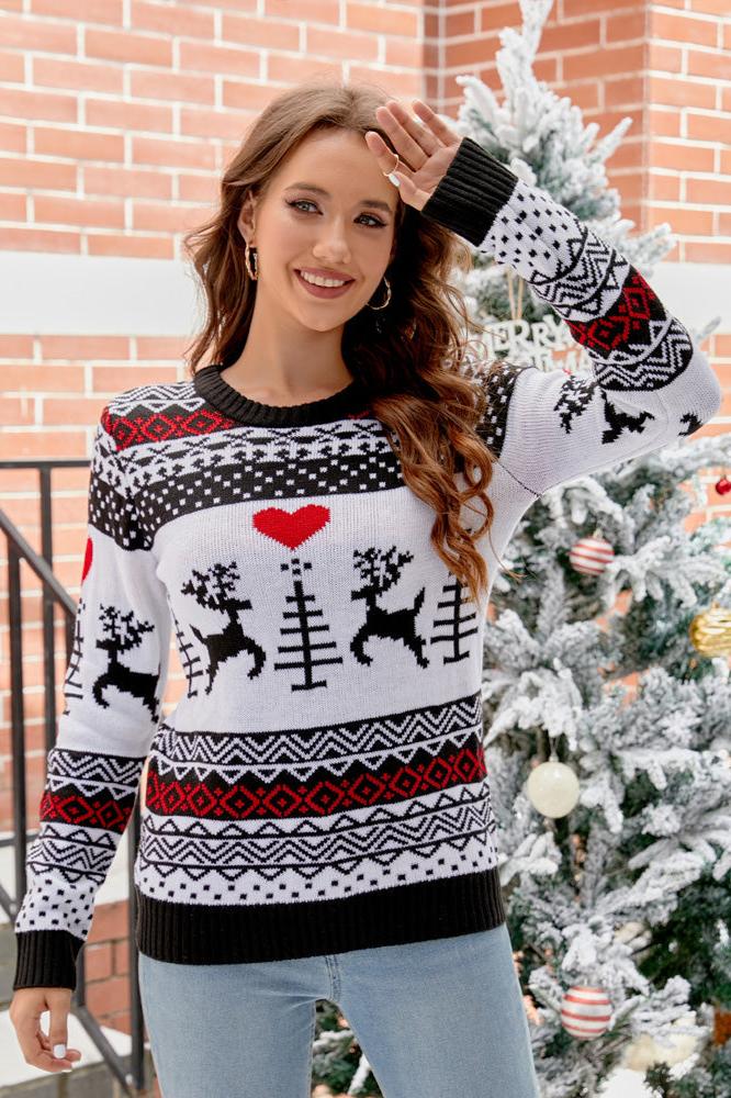 Pull de Noël avec motif ours et bois de cerf 
