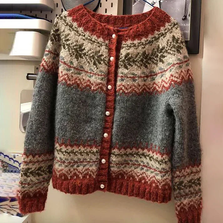 Abigail - Pull boutonné confortable en jacquard vintage par Fel Island