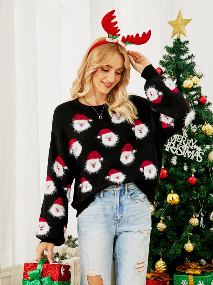 Pull tricoté avec motif Père Noël 