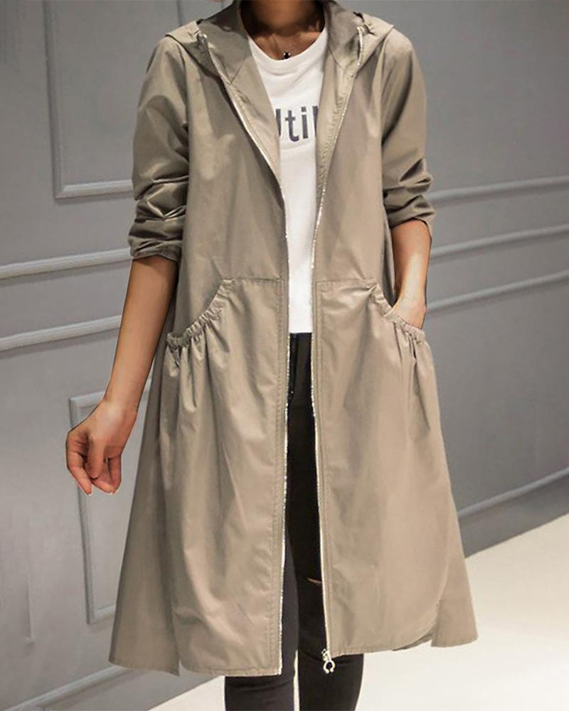 Vina® | Veste à capuche mi-longue de style coréen 