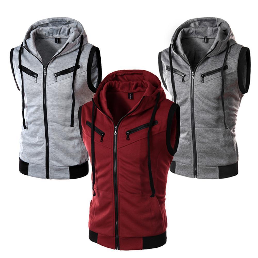 Gilet à capuche sans manches pour homme