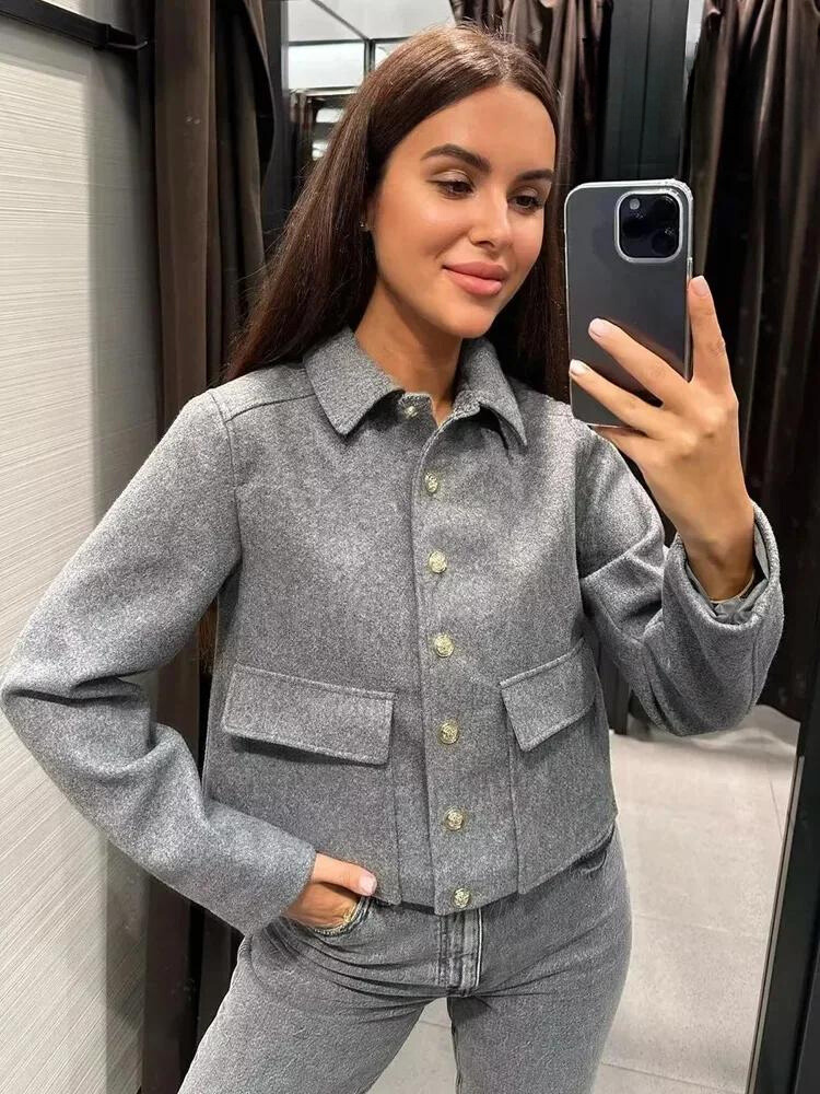 Arjane | Jolie veste manteau grise 