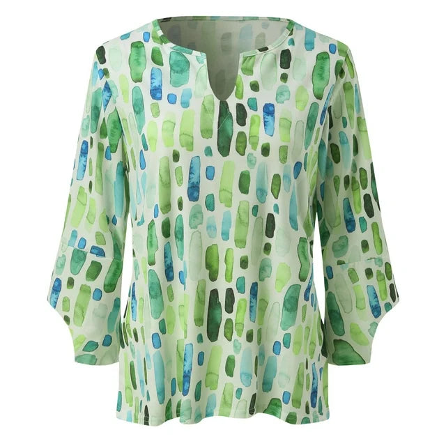 Bellachicha Bluse | Elegantes Shirt für Frauen mit Frühlingsprint und V-Ausschnitt