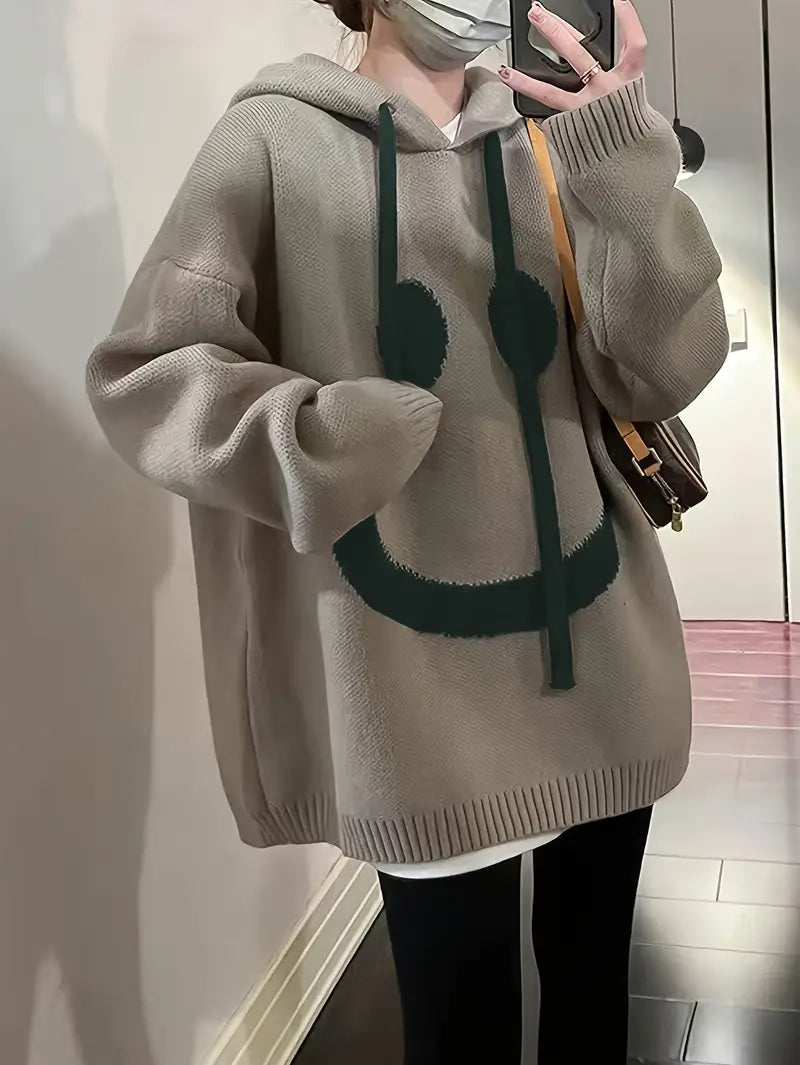 Rebecca – sweat à capuche avec motif sourire et cordon de serrage