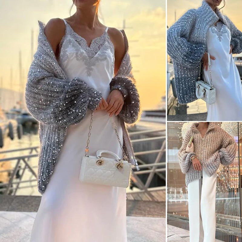 Pull en maille unie avec paillettes