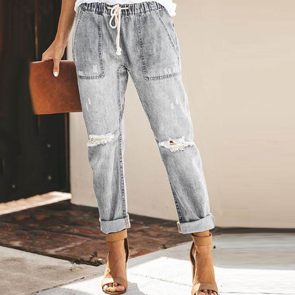 Livane – Jean tendance avec ceinture et lacets
