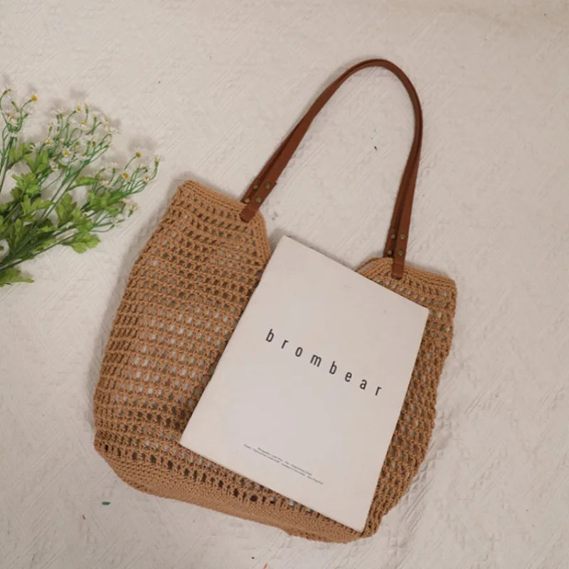 Bellachicha - Damen Vintage Bohemian Strohschultertasche mit Hohlraumdesign