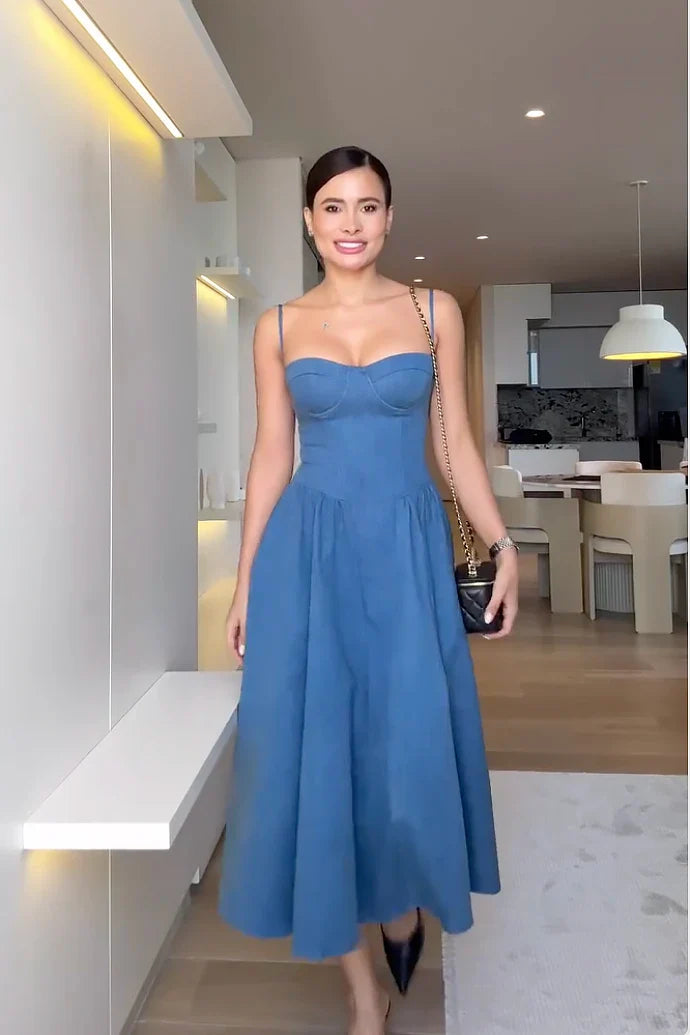 Bustier-Midikleid aus Denim