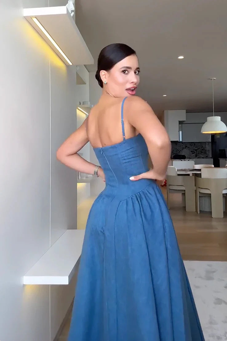 Bustier-Midikleid aus Denim