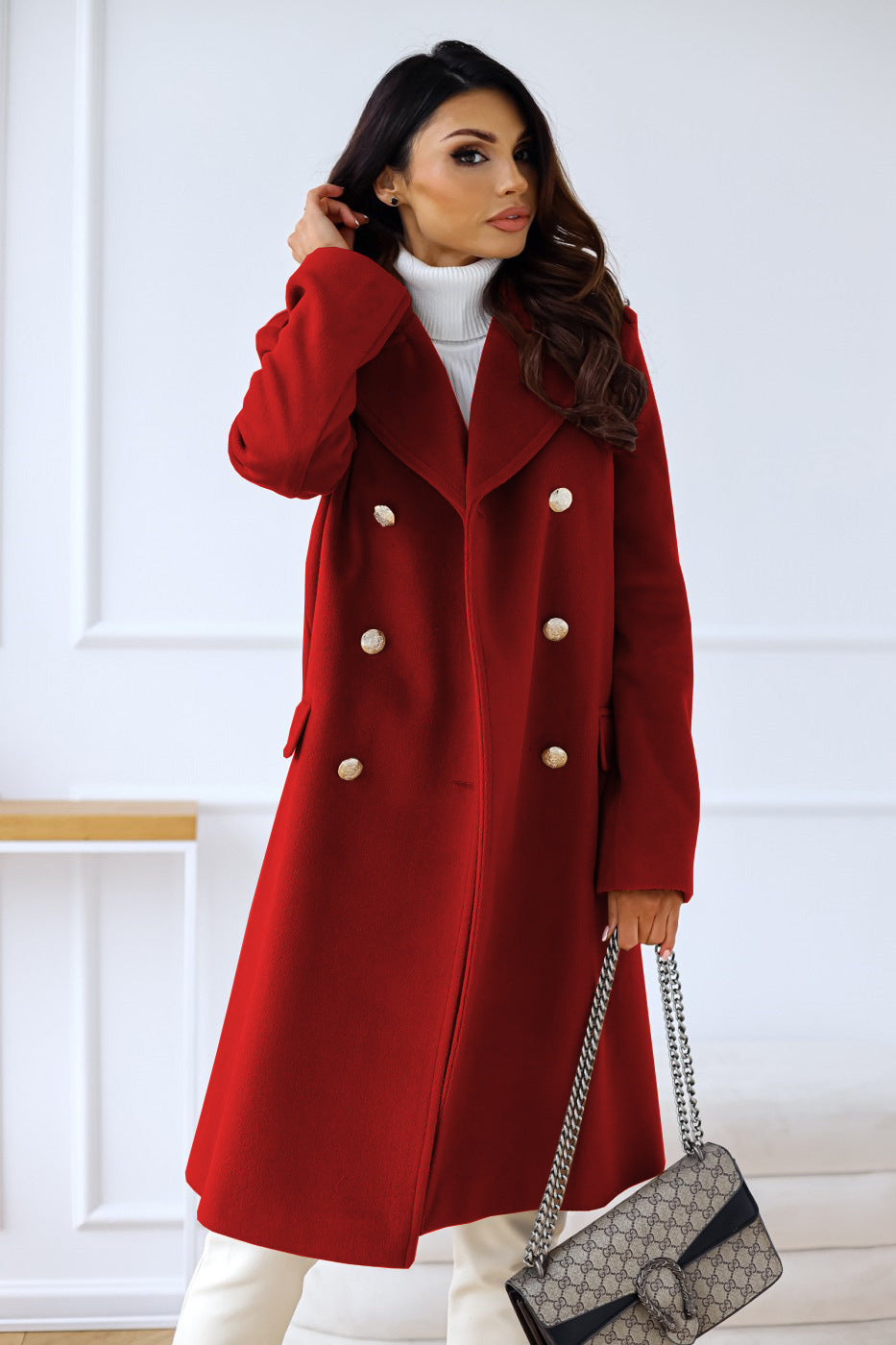 Manteau croisé en laine pour femme - Nina