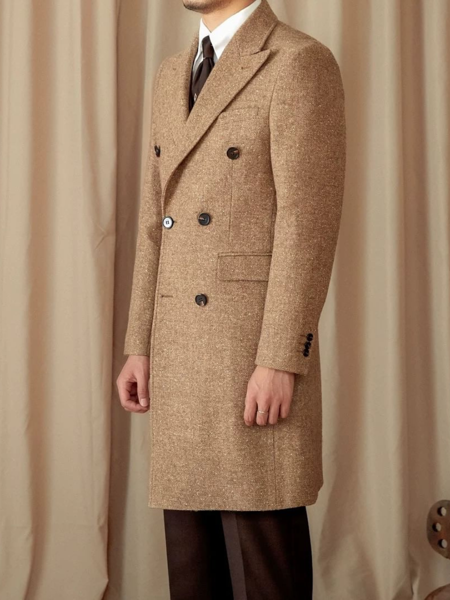 Manteau croisé en laine pour homme
