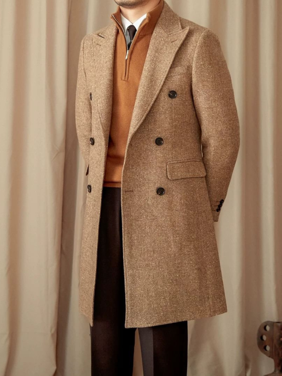 Manteau croisé en laine pour homme