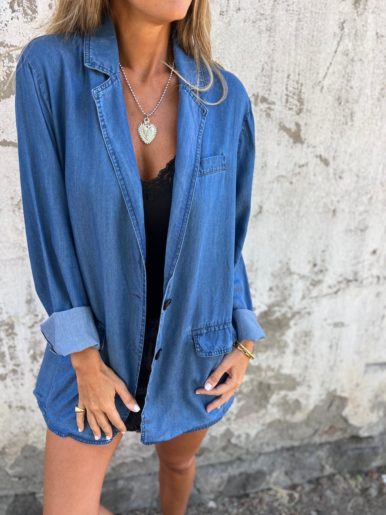 Eleganter Denim Freizeit-Jas