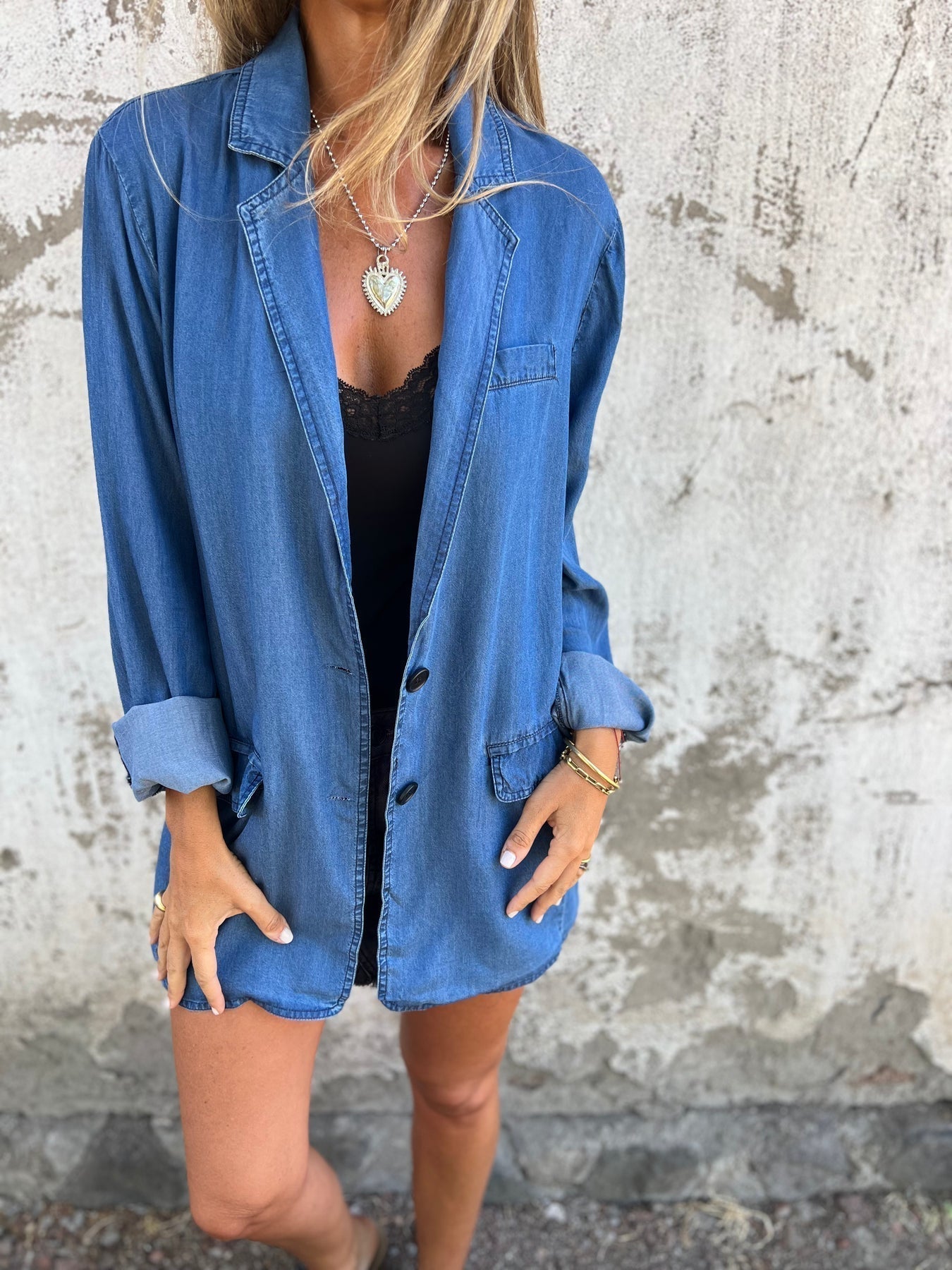 Eleganter Denim Freizeit-Jas