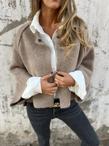 ChicComforts™ | Manteau en laine à manches longues et col rond