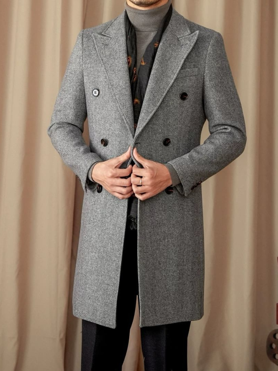 Manteau croisé en laine pour homme