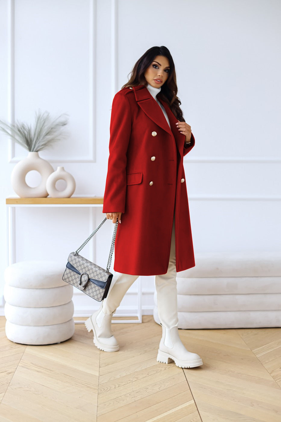 Manteau croisé en laine pour femme - Nina