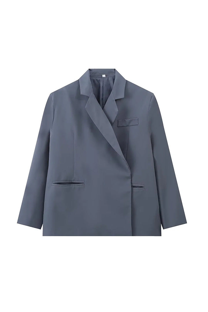 Übergroßer Blazer mit Seitenschlitz Stahlblau