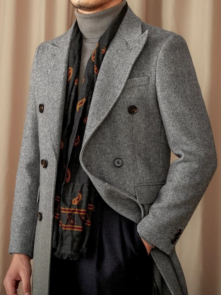 Manteau croisé en laine pour homme