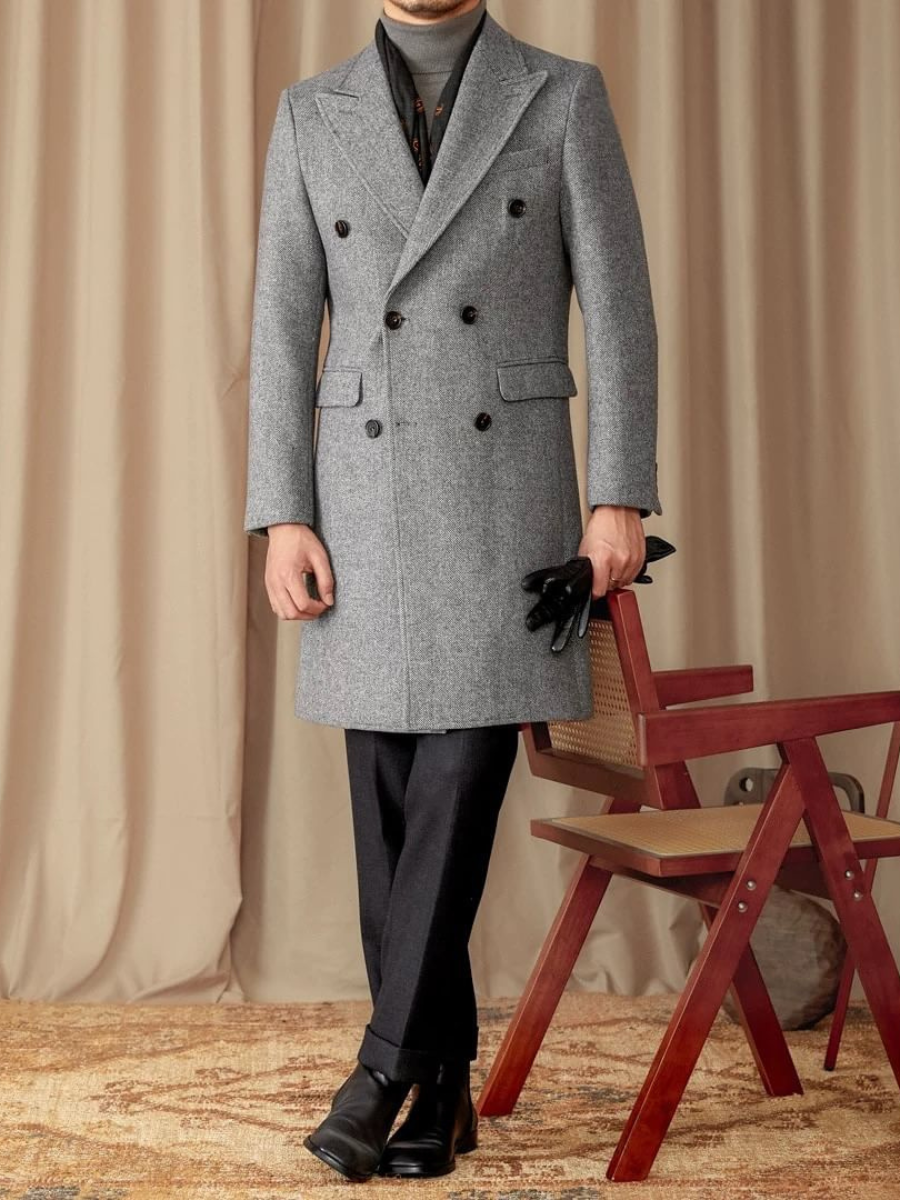 Manteau croisé en laine pour homme