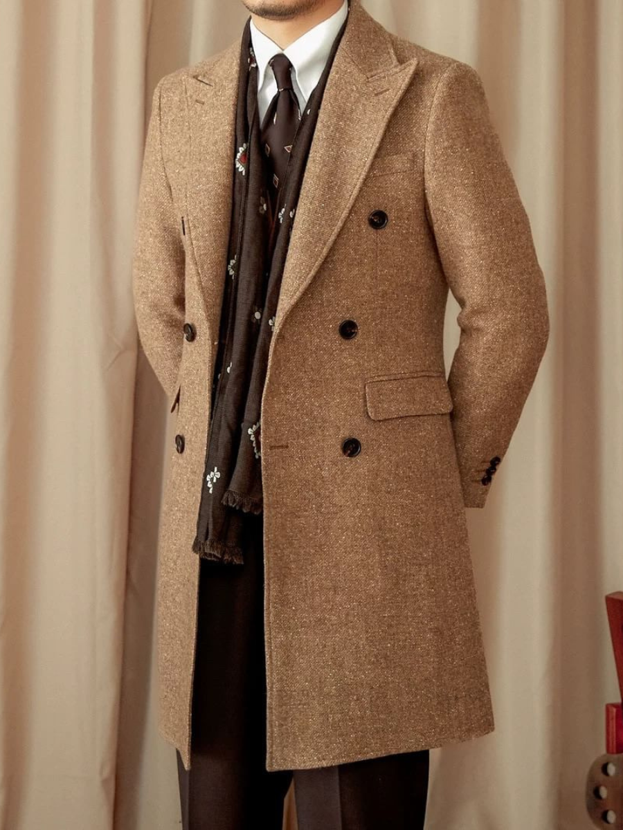 Manteau croisé en laine pour homme