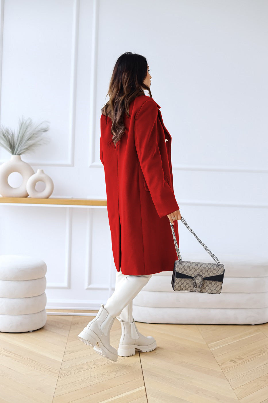 Manteau croisé en laine pour femme - Nina