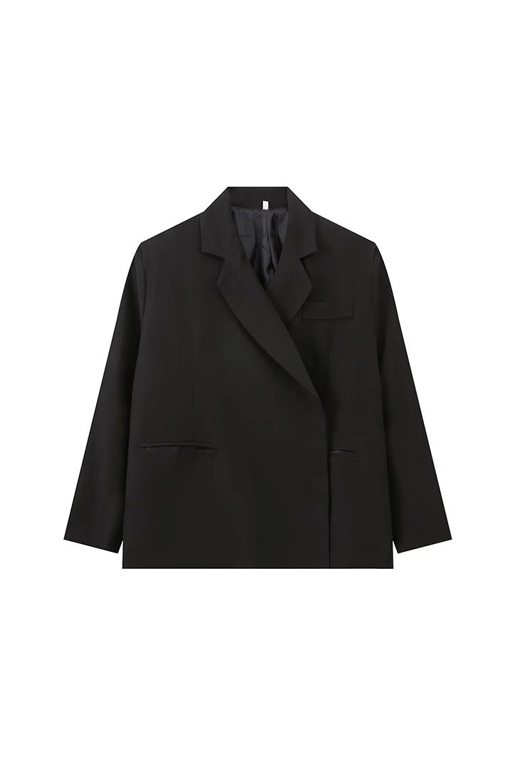 Übergroßer Blazer mit Seitenschlitz Stahlblau