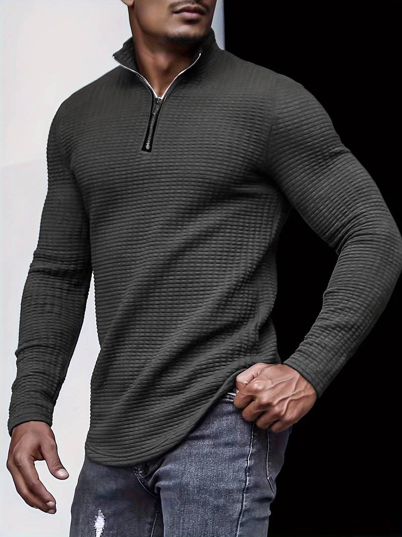 Daniel – Modèle gaufré à quart de zip pour homme