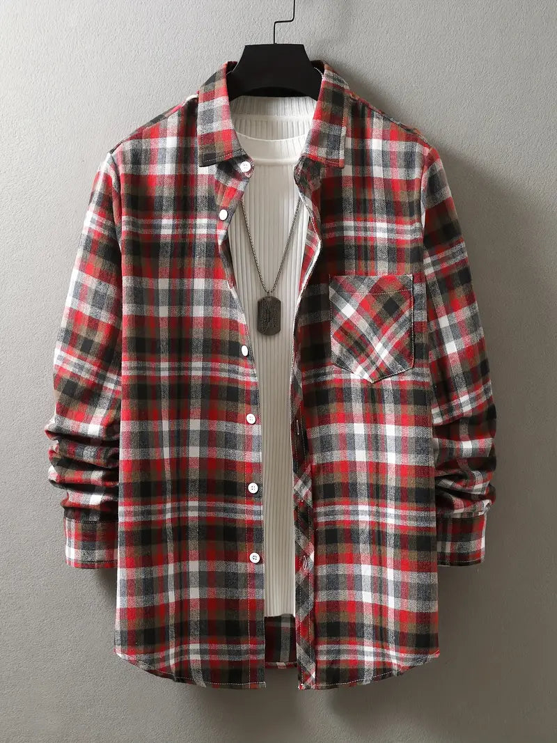 Andrew – chemise à manches longues à carreaux et rabattue