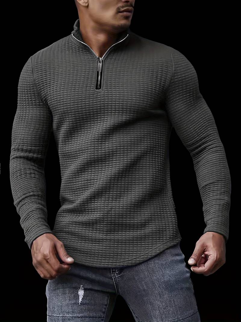 Daniel – Modèle gaufré à quart de zip pour homme