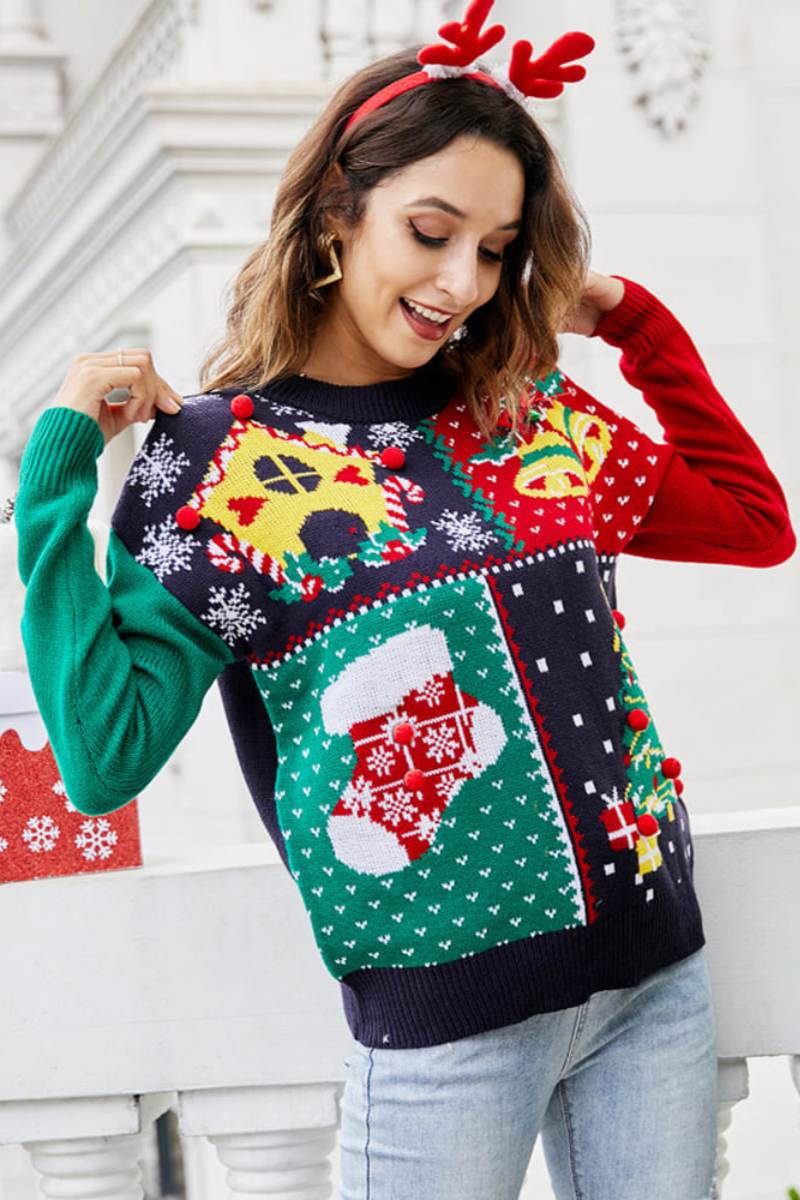 Pull avec motif flocon de neige et sapin de Noël 