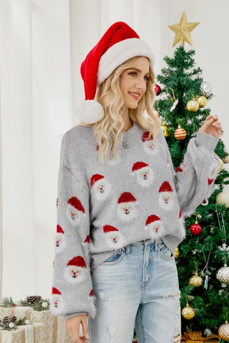 Pull tricoté avec motif Père Noël 
