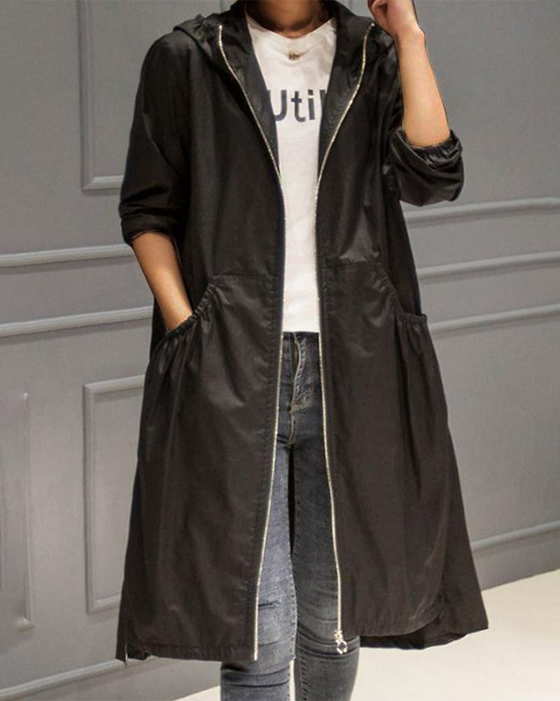 Vina® | Veste à capuche mi-longue de style coréen 