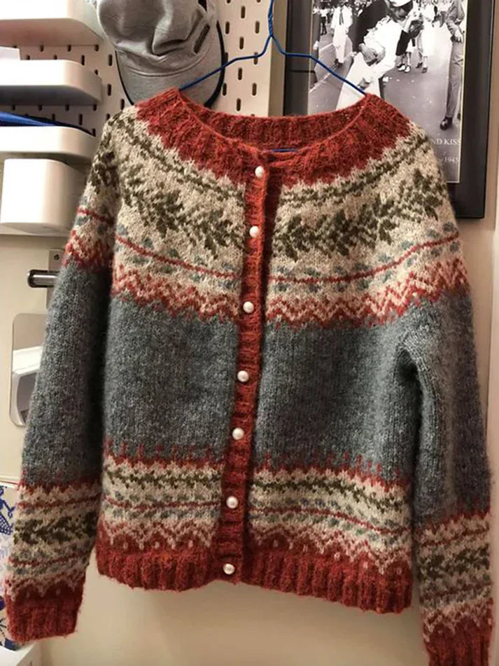 Abigail - Pull boutonné confortable en jacquard vintage par Fel Island