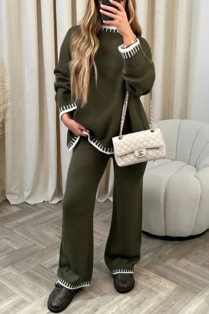 Ensemble pull d'hiver chaud à manches longues et détails spéciaux
