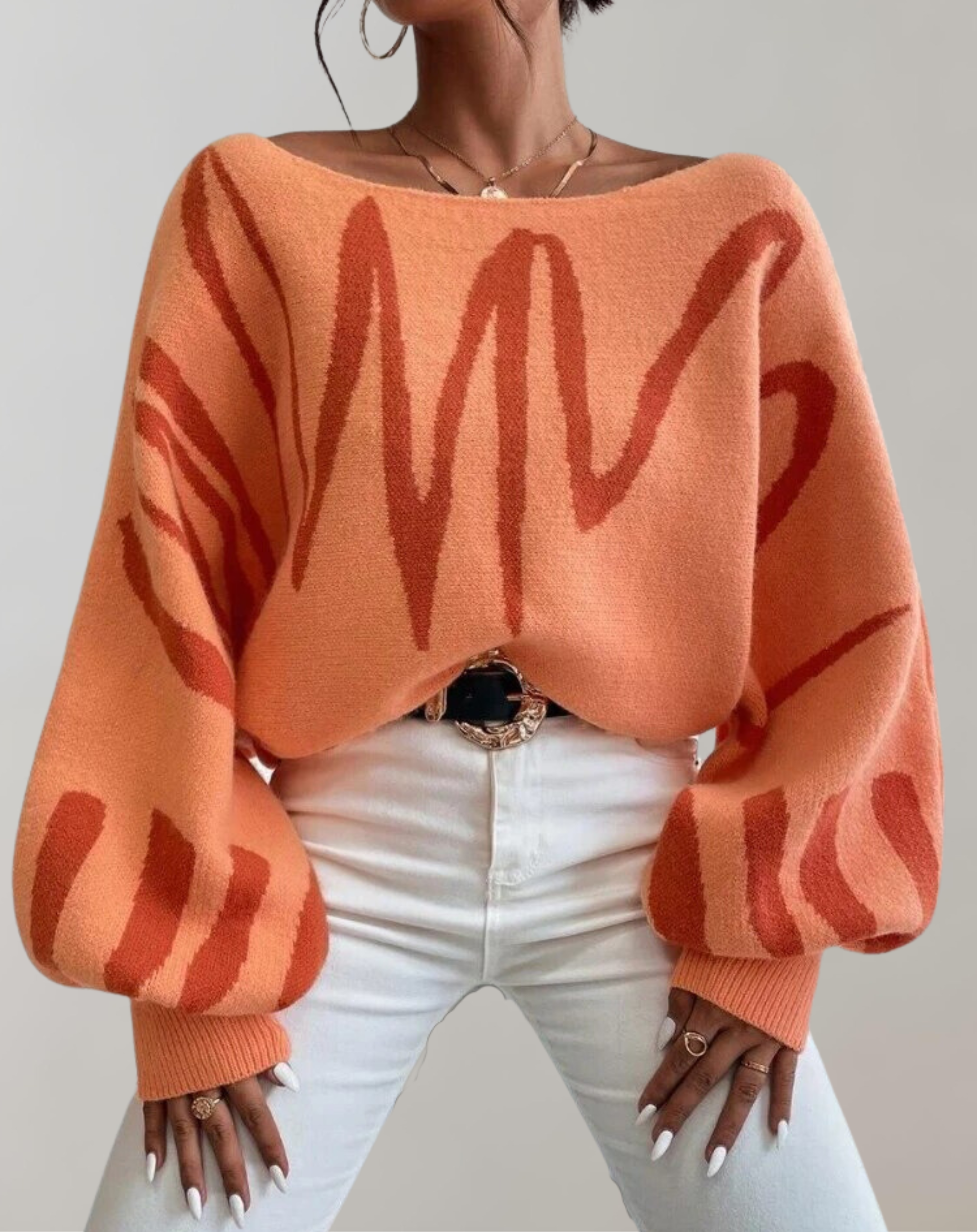 Bellachicha - Print Laternenärmel Off-Shoulder