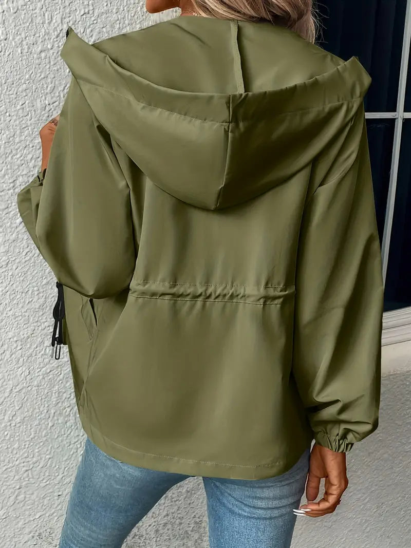 Yulise | Veste coupe-vent tendance pour femme avec capuche et poignets élastiques