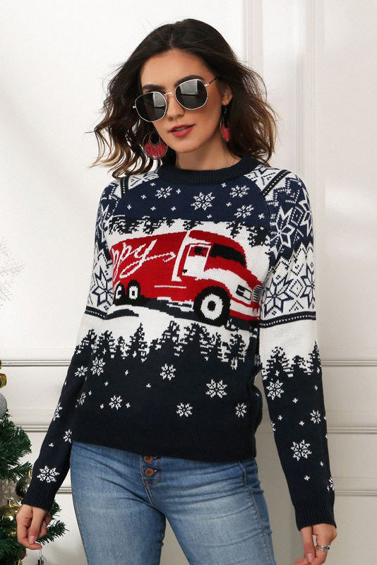 Pull de Noël à motif flocon de neige et camion