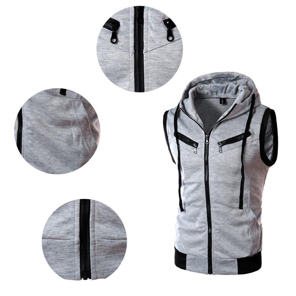 Gilet à capuche sans manches pour homme