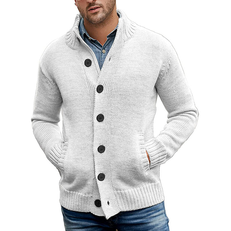 Hervin - Pull simple boutonnage en maille unie 