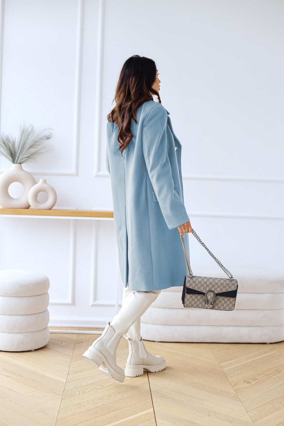 Manteau croisé en laine pour femme - Nina