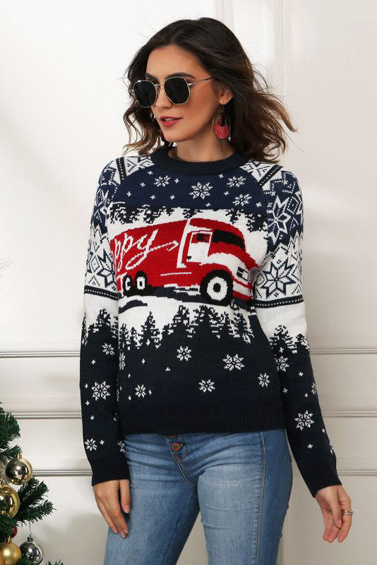 Pull de Noël à motif flocon de neige et camion