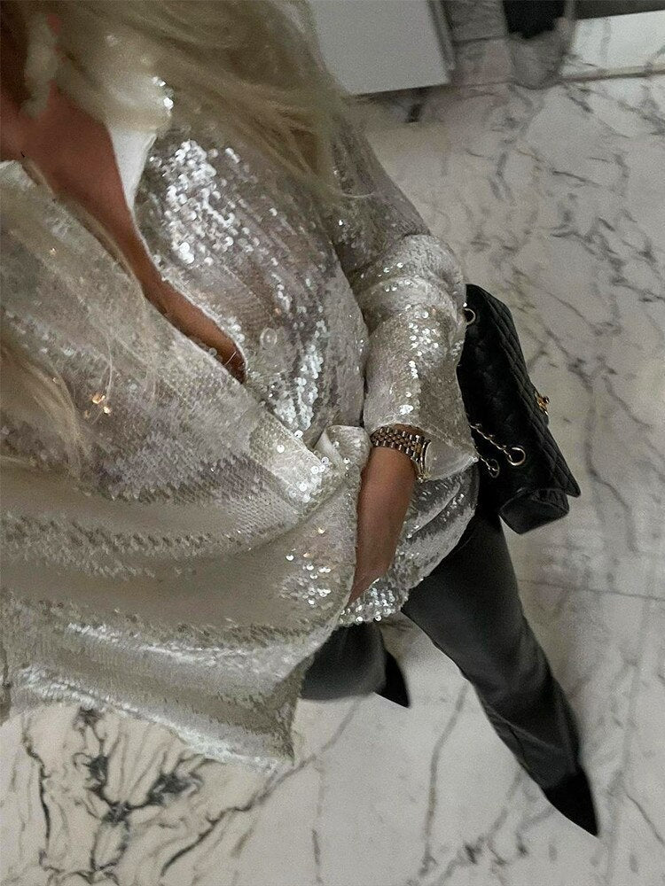 Bellachicha - Extragroßes Glitzerhemd für Damen
