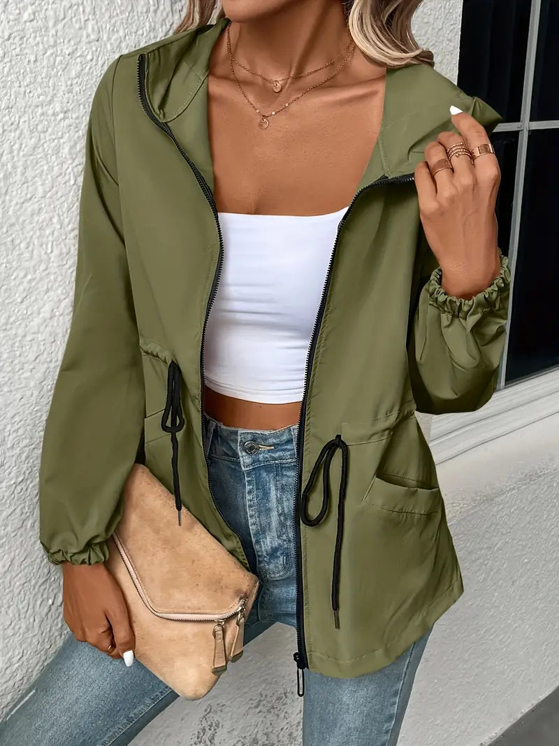 Yulise | Veste coupe-vent tendance pour femme avec capuche et poignets élastiques
