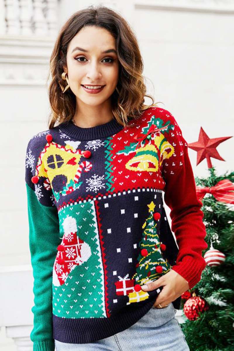 Pull avec motif flocon de neige et sapin de Noël 